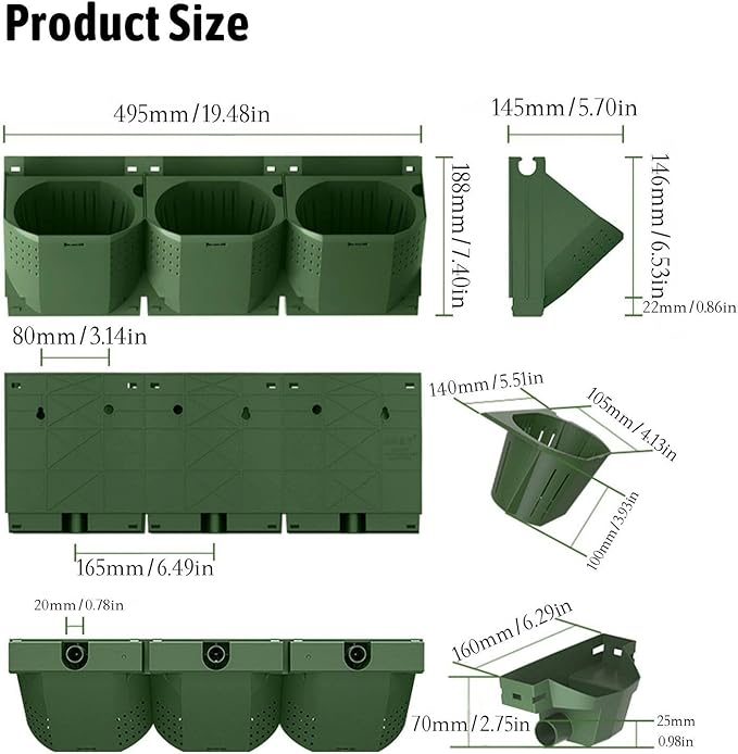 36 Pockets Living Wall Planter Indoor, Self Watering Wall Hanging Planters for Outdoor Plants Stackable, Cascading Vertical Planter Garden (36 planters Set) Rootora