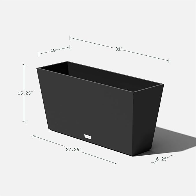 Veradek Midori Long Trough Planter (Black, 31 inch - 2 Pack with 2 Saucer Trays) VeradekOutdoor