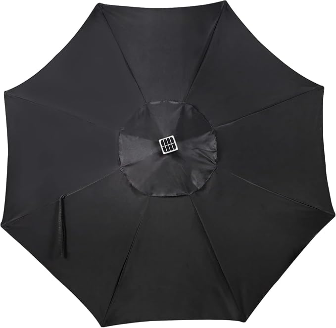 Blissun 9 ft Solar Umbrella, 32 LED Lighted Patio Umbrella, Table Market Umbrella, Outdoor Umbrella for Garden, Deck, Backyard, Pool and Beach (Black) Blissun