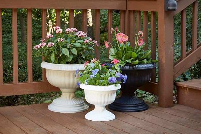 Southern Patio Dynamic Design 18 Inch Outdoor Home Resin Grecian Urn Versatile Planter Pot for Entryways and Backyard Patios, White SouthernPatio