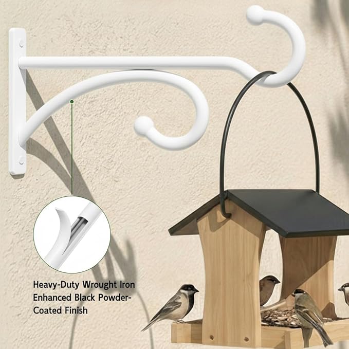 2Pack 6 Inch Plant Hangers for Hanging Baskets, Hanger for Indoor and Outdoor Plant Pots Holder, Wall Hook for Planters, Flower Basket, Wind Chimes, Lantern, Light, Bird Feeder, Home Décor-White AnDocK