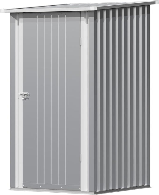 Devoko 3x3 FT Outdoor Storage Shed, Small Garden Tool Shed with Single Lockable Door, Metal Tool Storage Shed with Sloping Roof, Outside Shed for Backyard Patio Lawn, Gray DEVOKO