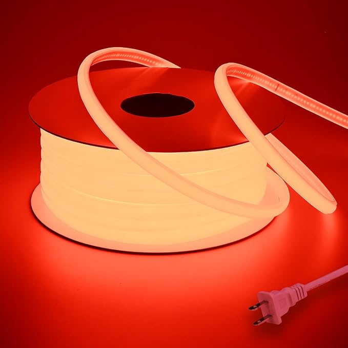 AC 110V COB LED Strip Lights Outdoor Waterproof 65.6ft, Red Super Bright 200W LED Rope Light, IP65 Flexible Cuttable, for Bedroom Garden Commercial House Gaming Room Decor BENLUN