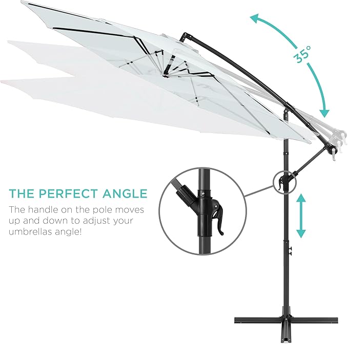Best Choice Products 10ft Offset Cantilever Hanging Market Patio Umbrella, 8 Sturdy Ribs, Easy Adjustment - Baby Blue BestChoiceProducts