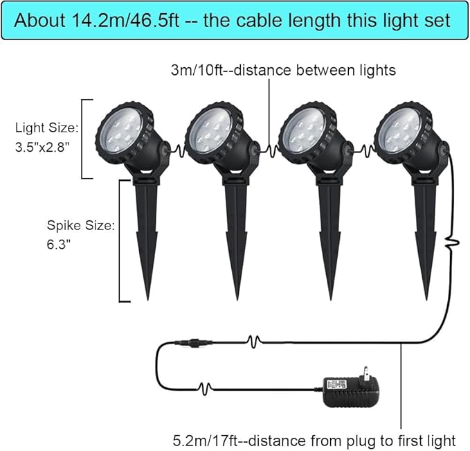 Outdoor lights Outdoor Landscape Lighting 12W Outdoor Spot Lights with Transformer for Yard Garden House Lawn Tree Flags Warm White LED Landscape Lights Christmas lights IP66 Waterproof 4 Pack COVOART