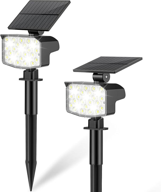 Solar Spot Lights Outdoor Waterproof Adjustable Solar Powered Landscape Lights for Yard 3 Long Time Lighting Modes Spotlights for Pathway Garden Outside Wall Pool Porch- 2 Pack, Cool White NACINIC
