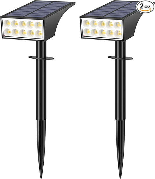 Solar Spot Lights Outdoor Waterproof IP65, Bright LEDs Solar Landscape Lighting for Outside Garden Yard, Solar Powered Spotlights for Accent Uplighting Backyard Statue Palm Tree, 2 Pack/Warm WENATY
