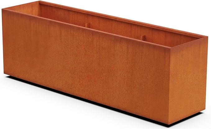 Plantercraft Large Rectangular Planters for Outdoor Plants 72x18x24 Inch - Corten Steel Planter Box | Extra Large Outdoor Planters for Modern Patio & Garden | Heavy Duty Metal, Fully Assembled Plantercraft