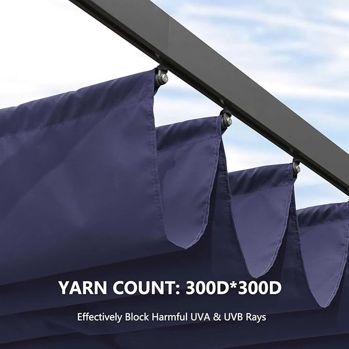 Pergola Shade Cover Replacement Canopy Top Compatible with 10 X 10 ft 6-Bar Pergola Frames - Navy Blue (Canopy Size 116" W x 95" L, Canopy Top Only) Rootora