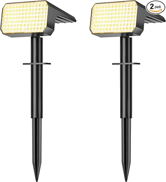 LANSOW Solar Spot Lights Outdoor Waterproof IP67, (2 Pack/90 LED/4 Modes) Solar Landscape Spotlights, 2-in-1 Solar Powered Flood Lights for Yard Garden Pathway Outside Tree, Auto ON/Off(Warm White) LANSOW