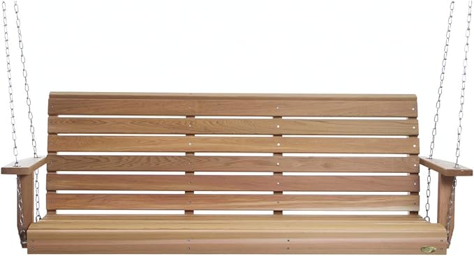 All Things Cedar PS60-SW10 Porch Swing | 5Ft Outdoor Furniture & Patio Swing | Handcrafted Western Red Cedar | Comfort Springs, Easy Assembly, Sustainable Outdoor Bench 68.5x23x24 AllThingsCedar