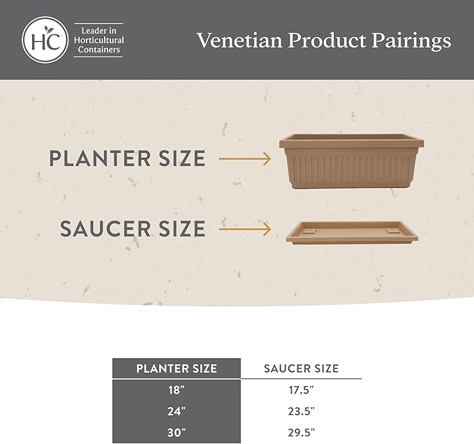 The HC Companies Venetian Window Planter Box w/Drain Plug - Long Planter Box for Windowsills, Balconies & More - Plastic Large Rectangular Outdoor Planters for Herbs & Flowers (30" Black, Pack of 1) TheHCCompanies