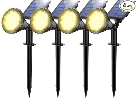 Solar Spot Lights for Outside, 21 LED Outdoor Solar Lights for Yard, 4 Pack Solar Spotlights Waterproof Auto On/Off for Landscape, Wall, Garden, Pool, Tree, Pathway and Driveway(Warm White) NBKLS