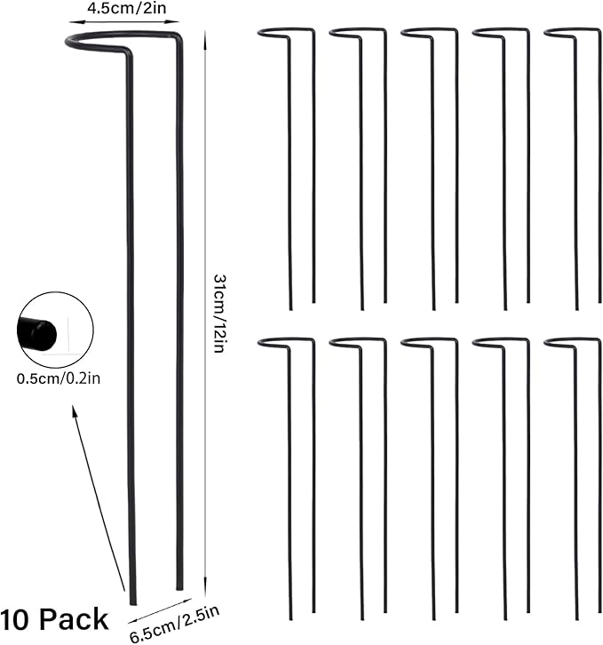 10-Pack Monstera Plant Support - 12 Inch Durable Iron U-Shaped Trellis Stakes for Indoor & Outdoor Medium-Sized Potted Plants - Perfect Stem Holder for Monstera & More Goooxim