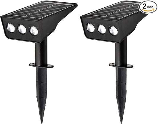 Solar Spot Lights Outdoor, 2 Pack Solar Landscape Spotlights 3 Lighting Modes IP65 Waterproof Adjustable Light House Lights Spot Light for Yard Rootora