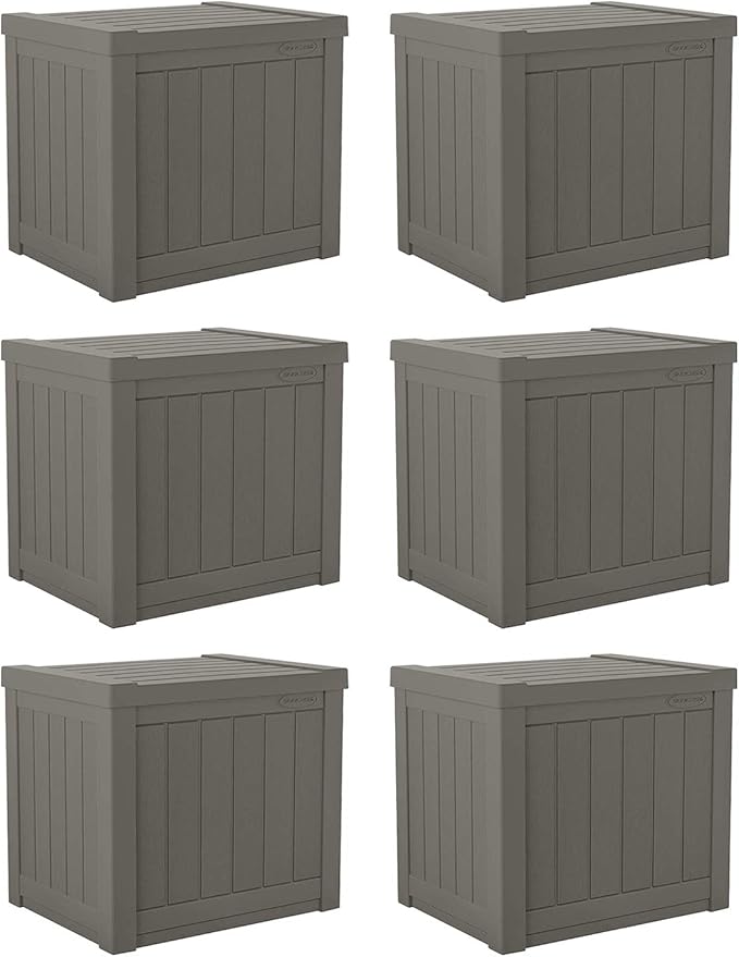 Suncast SS500ST 22 Gallon Small Resin Outdoor Patio Storage Deck Box (6 Pack) Suncast