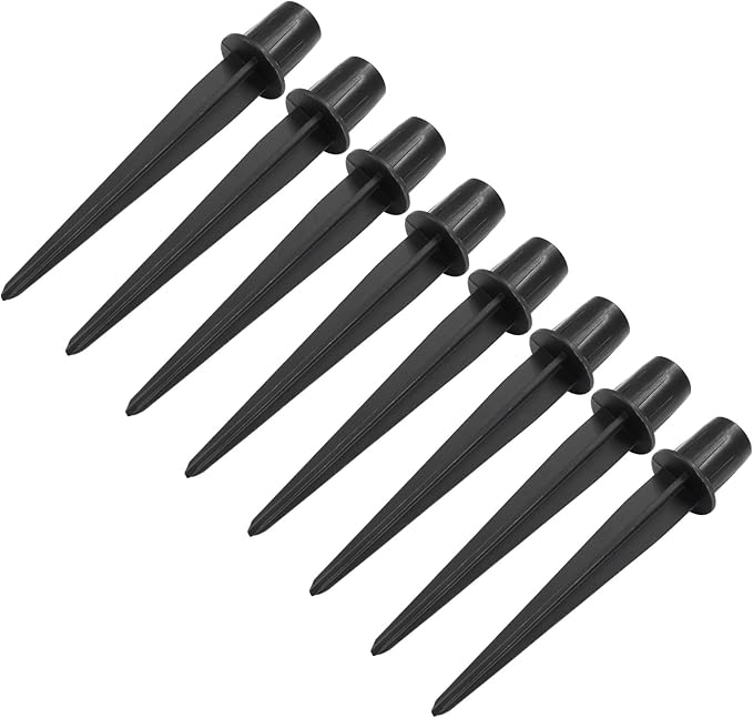 Biaungdo 8 Pcs Ground Spike, 8.25 Inch Black Reinforced Plastic Ground Spikes ABS Lights Replacement Stakes Yard Stakes for Solar Pathway Torch Garden Lights Biaungdo