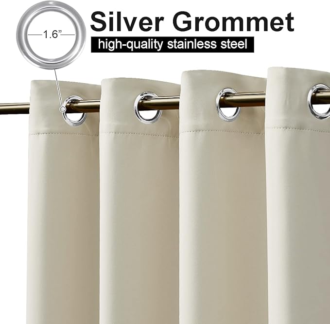 NICETOWN Outdoor Curtain for Patio Waterproof & Windproof, Thermal Insulated Top and Bottom Fixed Rustproof Grommets Light Block Outdoor Curtain Drape for Pool, Beige, 1 Panel, W52 by L95 NICETOWN