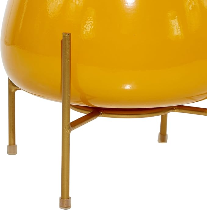 Deco 79 Metal Indoor Outdoor Planter Small Planter Pot with Removable Stand, Set of 2 Planters 8", 10"H, Yellow Deco79