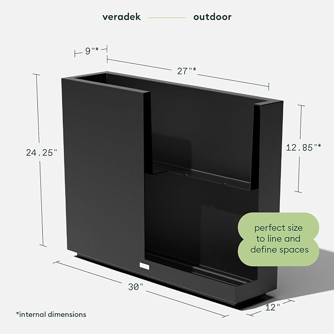 Veradek Block Series Span Plastic Planter - Tall Rectangular Planter for Indoor or Outdoor Patio/Porch | Durable All-Weather with Removable Insert Bucket | Modern Design for Plants, Flowers, Garden VeradekOutdoor