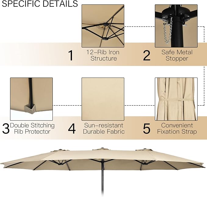 Tangkula 11 Piece Rattan Outdoor Dining Set with 15Ft Patio Umbrella for 8, Outdoor Wicker Table Set with 8 Cushioned Armchairs, Acacia Wood Top, Outdoor Umbrella with Base Included TANGKULA