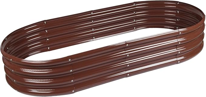 Raised Garden Bed Galvanized Planter Box Outdoor, Rot-Resistant Metal Garden Bed Planter for Vegetables Flower Herb (2- Brown) RaisedGardenBed