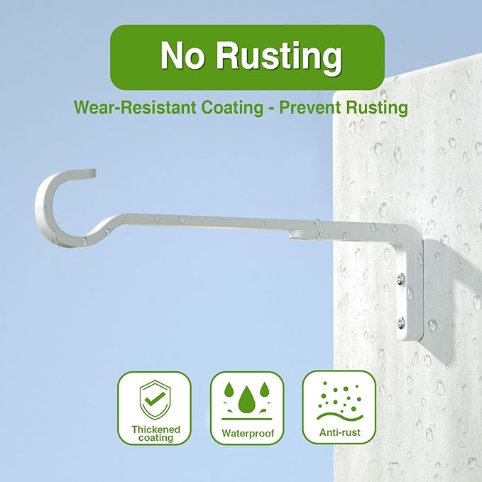 8 Inch 2 Pack White Heavy Duty Outdoor Plant Hangers, Iron Hanging Plant Brackets for Hanging Plants Outside, Metal Plant Hooks Plant Wall Hooks for Hanging Lantern, Bird Feeder saffruff