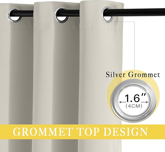NICETOWN Room Divider Curtain for Bedroom, Grommet Patio Door Curtain Sound Dampening Thermal Insulated Wide Window Drape for Sliding Door (Natural, W80 x L84, 1 Panel) NICETOWN