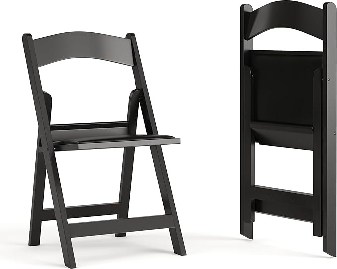 Flash Furniture Hercules Series Folding Chair - Black Resin - 2 Pack 800LB Weight Capacity Comfortable Event Chair - Light Weight Folding Chair FlashFurniture