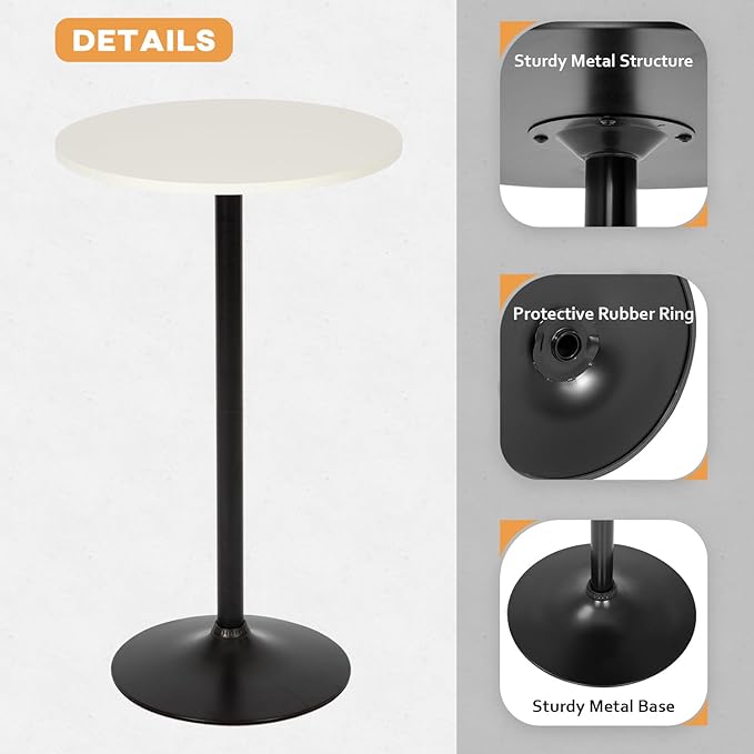 FDW Pub Table 40 Inch Height Cocktail Table Round Bistro Bar Table for Home and Kitchen Dining FDW