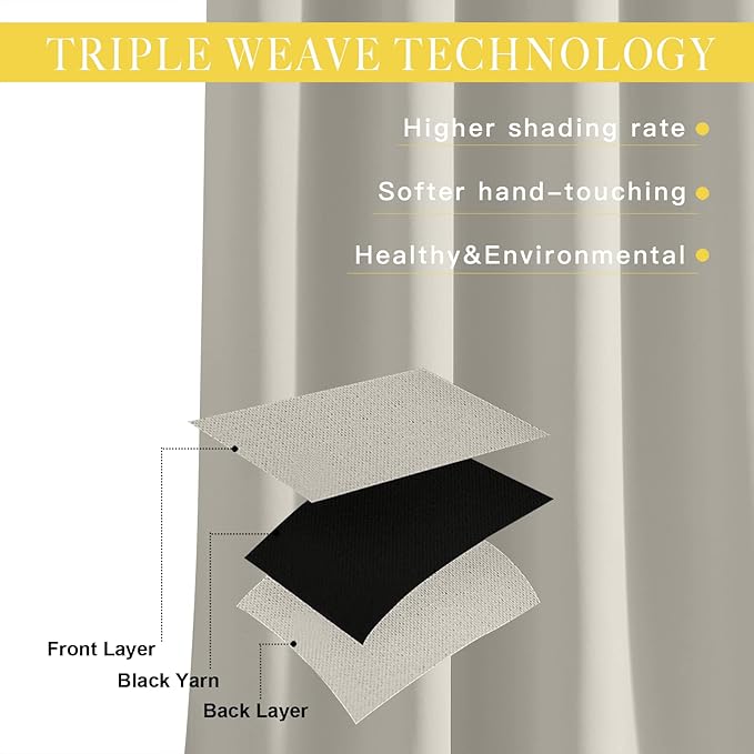 NICETOWN Room Darkening Curtain for Living Room - Energy Saving Thermal Insulated Grommet Room Darkening Curtain/Drape for Bedroom (1 Panel, 46 by 72, Natural) NICETOWN