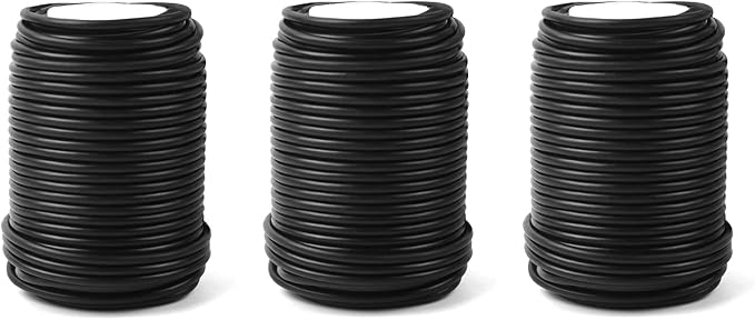 Decoroca Soft Plant Ties for Support - 65.6' Reusable Waterproof Plant Wire, Garden Twist, Office Organization and Decoration Binding（3pcs/Black） Decoroca