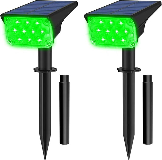 T-SUNUS Green Solar Spot Lights Outdoor Landscape Spotlights 2 Pack Dusk to Dawn Waterproof IP65 for St Patricks Day Halloween Christmas Accent Uplighting for Tree Yard Statue Graveyard Driveway Flag T-SUNUSLighting