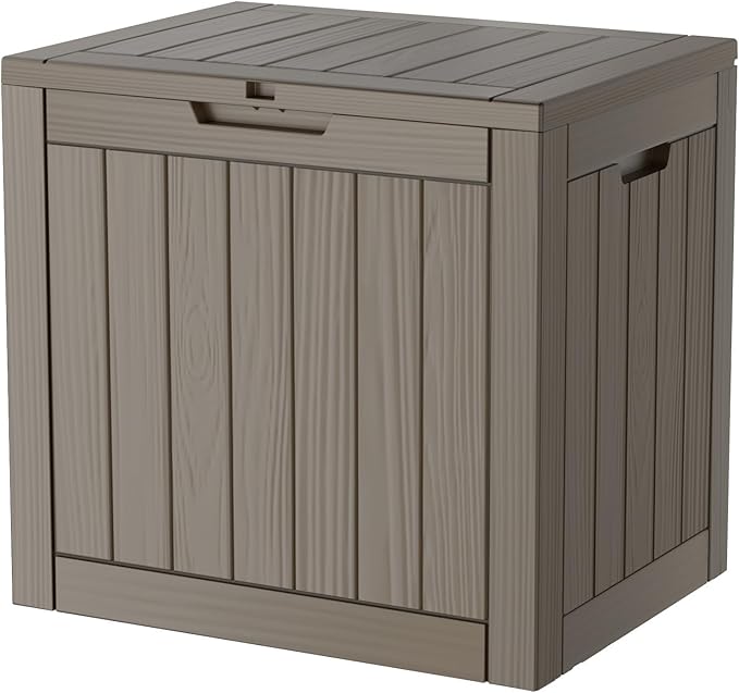 TARKARI 35 Gallon Lockable Resin Deck Box, Waterproof & UV-Resistant Outdoor Storage Box for Outdoor Cushion Storage, Garden Tools & Pool Accessories Storage, Gray Home