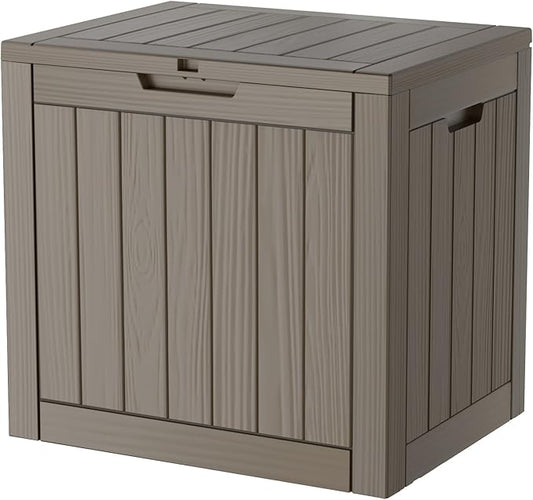TARKARI 35 Gallon Lockable Resin Deck Box, Waterproof & UV-Resistant Outdoor Storage Box for Outdoor Cushion Storage, Garden Tools & Pool Accessories Storage, Gray Home