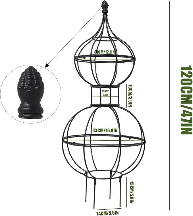 47"x17" Metal Obelisk Trellis for Climbing Plants | Unique Outdoor Support for Rose Bushes and Tall Vines | Durable & Weather-Resistant Garden Decor Goooxim