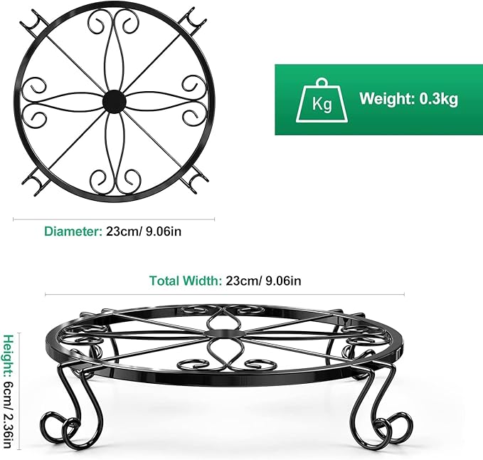 Metal Plant Stand Indoor/Outdoor, Low Corner Plant Stand, Decoration Small Plant Holders for Home, Anti-Rust Iron Heavy Duty Plant Holders, Flower Pot Rack Display Shelf, Black (3 Pack) Kylinbigda