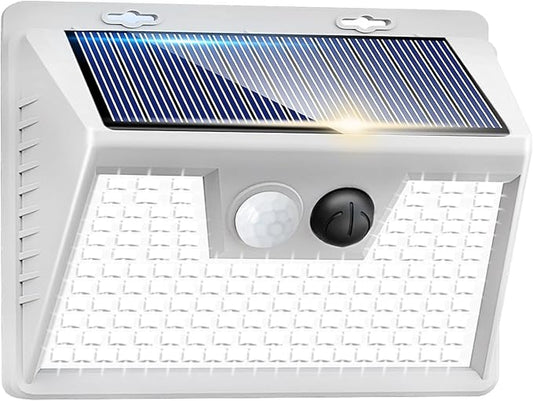 Peasur Solar Lights Outdoor Waterproof, 1Pack 140LED Bright Motion Sensor Security Lights 3 Modes, Solar Powered Fence Wall Light for Garden Yard Outside(Cool White) Peasur