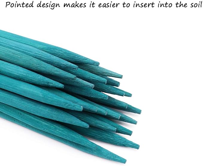 Garden Wood Plant Stakes Green Bamboo Sticks,HAINANSTRY Sturdy Floral Plant Support Stakes Wooden,Wooden Sign Posting Garden Sticks(25 Pack 12 Inches) HAINANSTRY