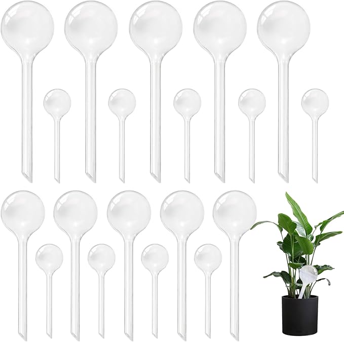 20 PCS Clear Plant Watering Globes,Plastic Self-Watering Bulbs,Self Watering Planter Insert Plant Accessories for Plants Indoor,Outdoor,Flowerpot,Home Garden(Large,Medium,Small) -PlantWateringGlobes-