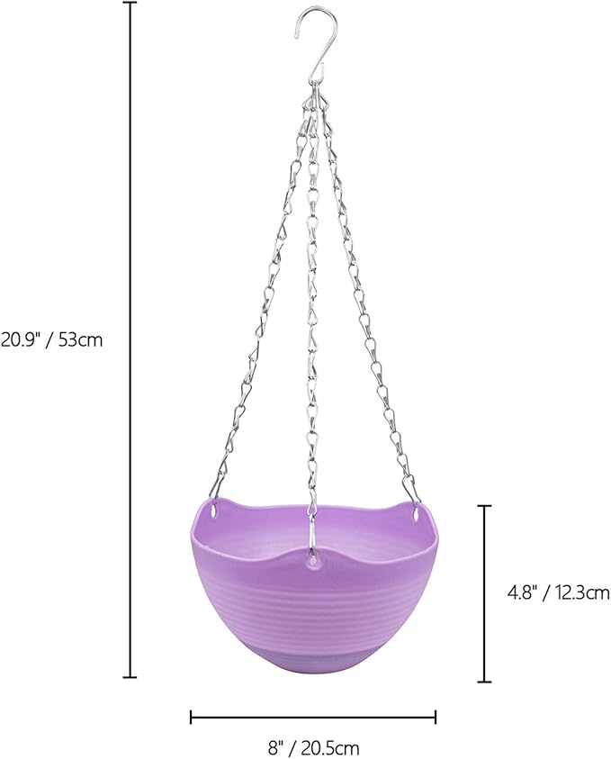 Foraineam Set of 7 Colors Self-Watering Hanging Planter Indoor Outdoor Garden Flower Plant Pot Container with Drainer and Hanging Chain Foraineam
