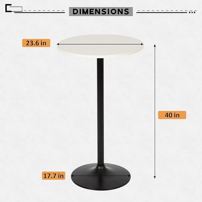 FDW Pub Table 40 Inch Height Cocktail Table Round Bistro Bar Table for Home and Kitchen Dining FDW