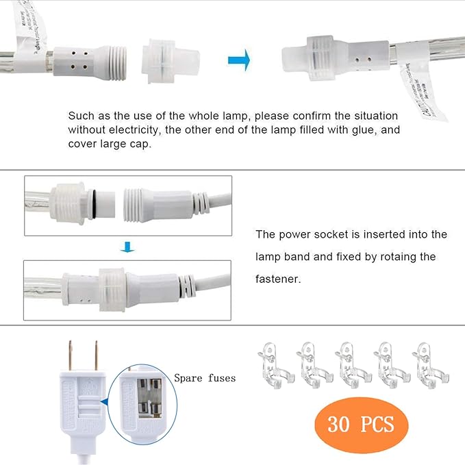 100ft LED Rope Lights Outdoor, 720 LED Connectable and Flexible Tube Lights with 8 Modes, Waterproof LED Rope Lighting for Garden, Patio, Pool, Bedroom, Party, Indoor Outdoor Decoration (Warm White) Jnaurb