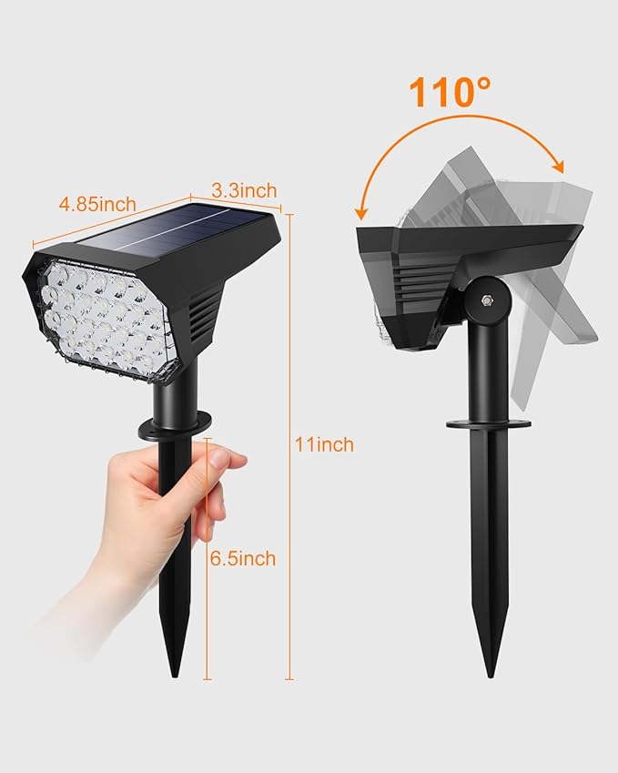 6 Pack Color Changing Solar Powered Outdoor Spot Lights Outside Landscape Waterproof 24 LED Spotlights Dusk to Dawn for Christmas Decorations,Tree, Snowman, Elk Statues, 8 Colorful for Accent Lighting GVSHINE