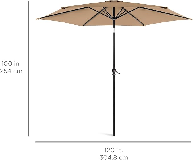 Best Choice Products 10ft Outdoor Table Compatible Steel Polyester Market Patio Umbrella w/Crank and Easy Push Button Tilt BestChoiceProducts