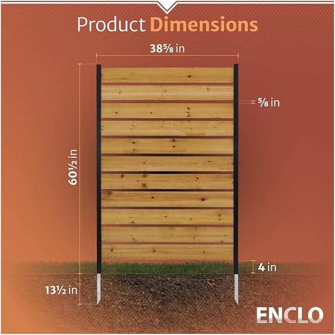 5ft H x 3.2ft W (1 Panel) No Dig Enclo Concord Cedar Wood Privacy Screen, Great to Hide Trash Cans, Decorative Patio Privacy Screen, Outdoor Privacy Fence Panel, Air Conditioner Fence, EC18022 Enclo