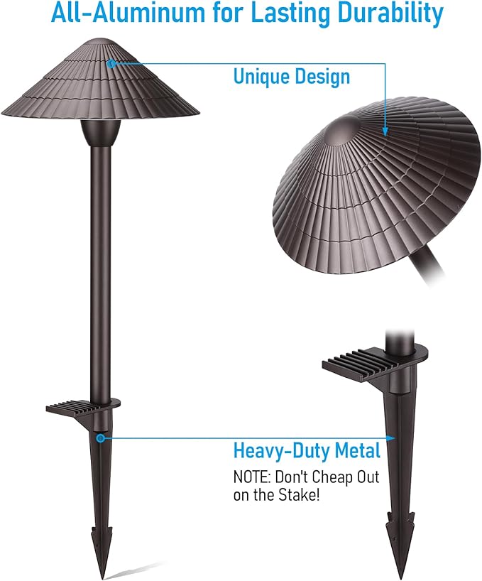 LEONLITE 12-Pack 5CCT LED Low Voltage Landscape Lights, 3W Cast-Aluminum 12-24V Pathway Lights, 1800K-5000K IP65 Path Lights, ETL Listed Landscape Lighting Wired for Yard Lawn, Oil Rubbed Bronze LEONLITE