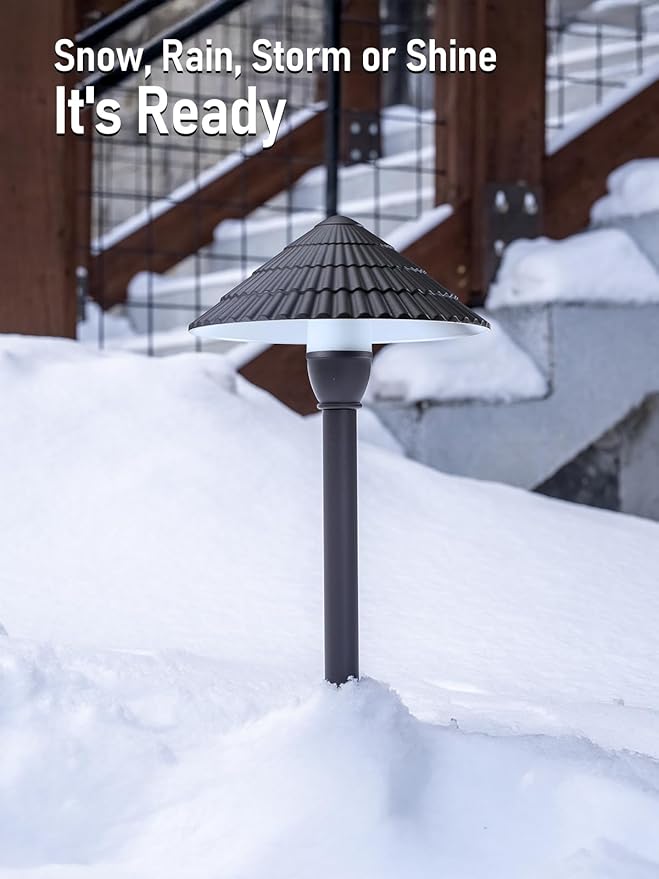 LEONLITE Low Voltage Landscape Lights, 3W 12V Pathway Lighting Wired, IP65 Waterproof Light for Yard Lawn, ETL Listed, Bronze Aluminum Housing, 4000K Cool White, Pack of 4 LEONLITE