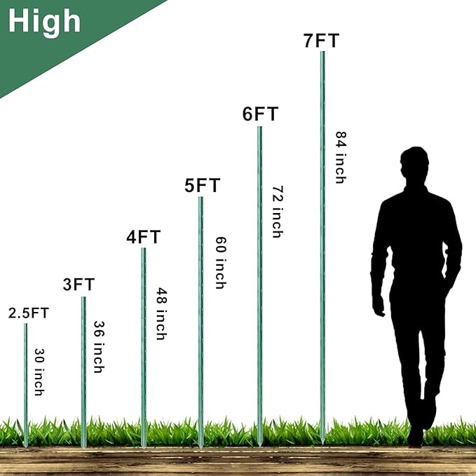 WAENLIR Garden Stakes 57 inch 4.8ft Sturdy Tomato Stakes, Plant Stakes for Outdoor Plants, Metal Plant Support Sticks for Gardening, Pack of 50 WAENLIR