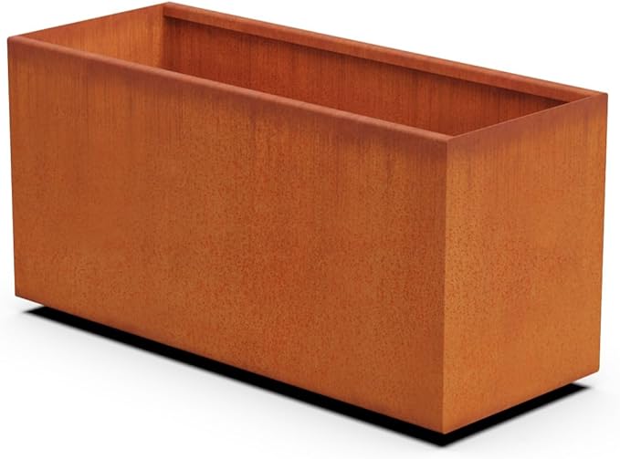 Plantercraft Large Rectangular Planters for Outdoor Plants - 40x16x20 Inch Corten Steel Planter Box | Extra Large Outdoor Planters for Patio & Garden | Heavy Duty Metal Planter, Fully Assembled Plantercraft